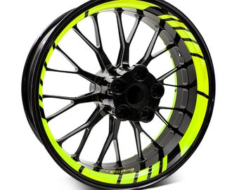 Autocollant de bord de jante GP Design "Jaune Fluo" fond de jante moto MR020-01