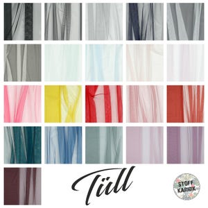 Tulle fabric by the meter, soft mesh, 150 cm wide, decorative tulle net, 21 colors, sewing