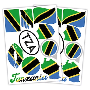 Conjunto de adesivos de bandeiras de países para bicicleta, carro, mala, laptop, autoadesivo, à prova d'água R217-56 Tanzânia
