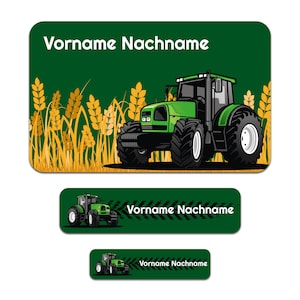 Set di 50 adesivi personalizzati con il nome desiderato per bambini "Trattore"