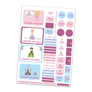 50 adesivi con nome personalizzati con il nome desiderato per bambini "Princess"