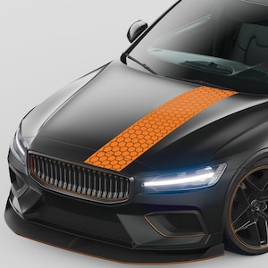 Auto race strepen honingraat sticker &quot;Oranje&quot; sticker motorkap folie KX079-04