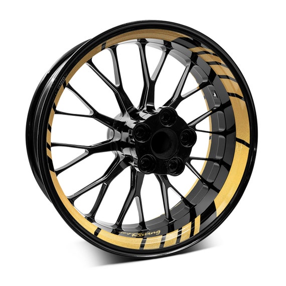 BIKE-label GP Style Rim Edge Stickers For Car & Motorcycle Wheels – Black (RAL9005), Glossy, Made In Germany