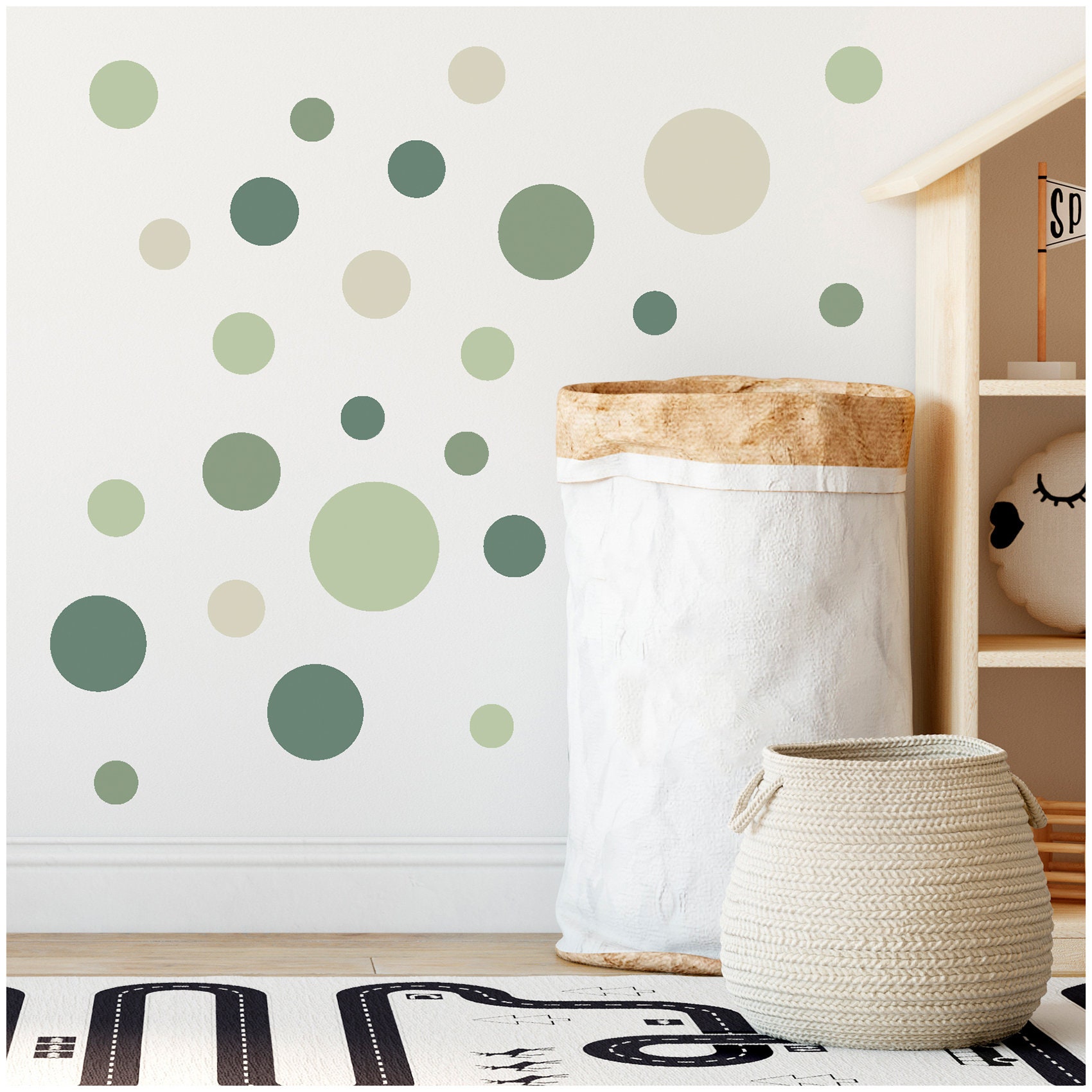 Wall Decal Circles Points Forest Green Wall Sticker Sticker Sticker  Children's Room Baby Room Decorative Sticker Y035-12 -  Hong Kong