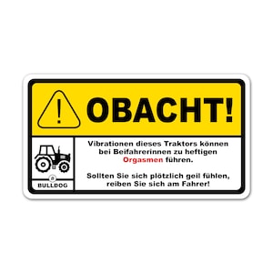Fun Aufkleber "Achtung Vibration" Traktor 10cm x 5,5cm Sticker witzig R193-04