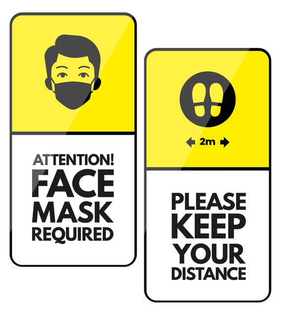 Set Maskenpflicht Abstand Halten Englisch Aufkleber Folie Corona Mund Schutz  Y003 -  Österreich