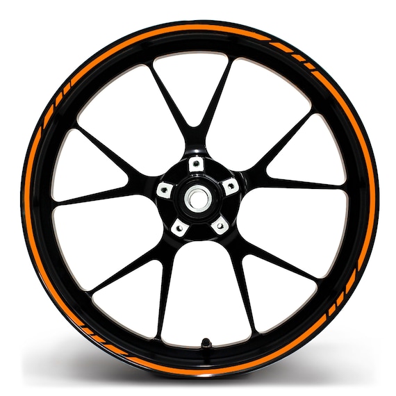Felgenrandaufkleber GP-Design – Hellorange Matt, Für 17 Zoll Felgen, Motorrad & Auto