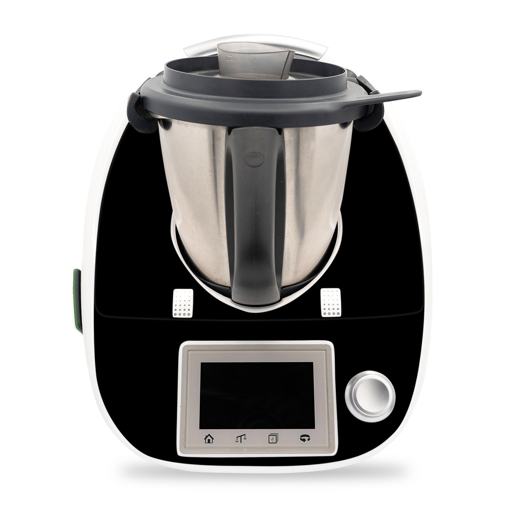 Grafix Aufkleber-Set Für Thermomix TM31, Hibiskus-Motiv Schwarz Matt, Wasserfest