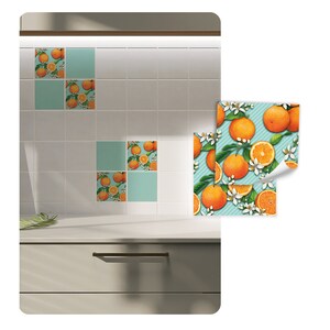 Kakeldekalset, självhäftande, vattentät, för kök och badrum, Y074-08, orange