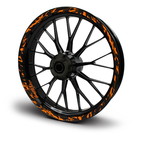 Compleet Set Voor 2 Velgen 18 Piece Set Wheel Edge Sticker Stickers For Motorcycle Car Rims Design Complete Set Rim Stickers For 15" 16" 17" 18" 19 Inch MR020 (04 Neon Red Zelfklevende Velgrand Decoratie - View #7