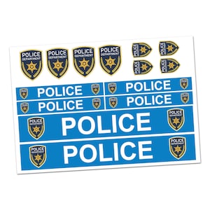 Set of 14 Police Police English Sticker Film Game Sticker Model Building R023