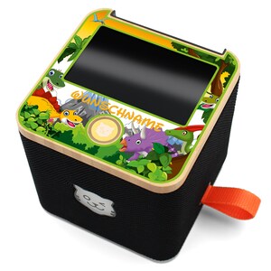Finest-Folia Tigerbox Schutzfolie mit Wunschname Dinos Aufkleber Design personalisiert Name Regal Hülle schutzhülle Y049-15