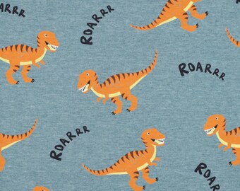 Tessuto in jersey di cotone blu fumo dinosauro per bambini al metro Tessuto per cucito per bambini JB054