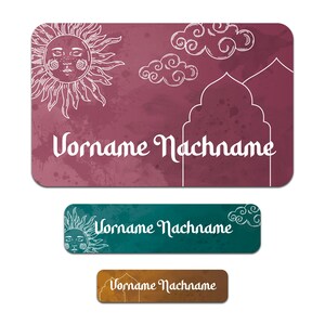 Set di 50 adesivi personalizzati con il nome desiderato per bambini "Orientale"