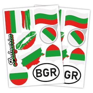 Länderfahnen Sticker Flaggen Aufkleber Set für Fahrrad Auto Koffer Laptop selbstklebend wasserfest R217-10 Bulgarien