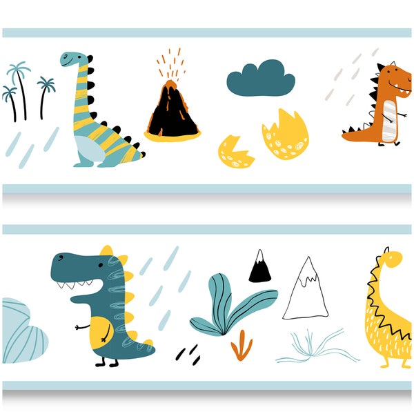 Wall sticker children's room border dinos dinosaurs 15 cm x 200 cm self-adhesive wall sticker baby sticker wall sticker