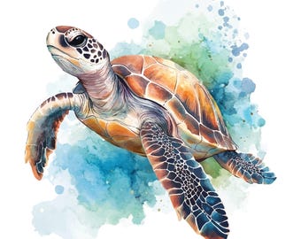 Wandtattoo Meerestiere versch. Größen Aquarell Deko Wandaufkleber Kinderzimmer Badezimmer Mädchen Junge Schildkröte