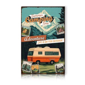 Aluminum sign retro 30 x 20 cm weatherproof sturdy vintage decoration board RV002-13 Camping