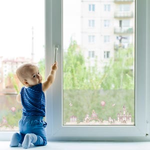 Fönsterkantsfilm frostad glasfilm med motiv barnrum badrum fönsterfilm YX014-02 Enhörning Prinsessa