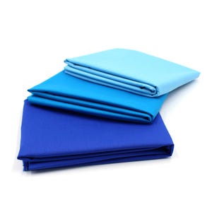 Popeline Baumwollstoff 3er Set Blau Paket Uni 100% Baumwolle Stoffpaket Ö.Tex 100 Nähen Patchwork