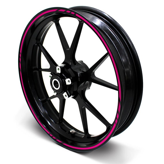 Adesivi per cerchi GP Design per moto e auto, 16, 17, 18 e 19 pollici, pellicola autoadesiva rosa neon - Italia