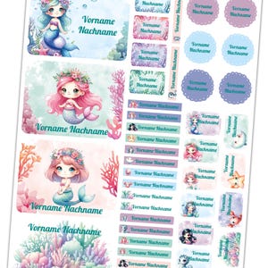 50 adesivi con nome personalizzati con il nome desiderato adesivi per bambini "creature marine"