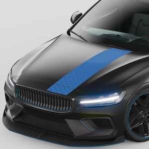 Auto race strepen honingraat sticker &quot;Azure Blue&quot; sticker motorkapfolie KX079-07
