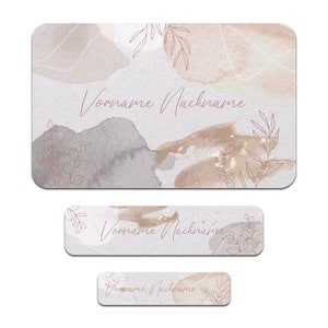 Set di 50 adesivi personalizzati con il nome desiderato per bambini "Fiori ad acquerello"