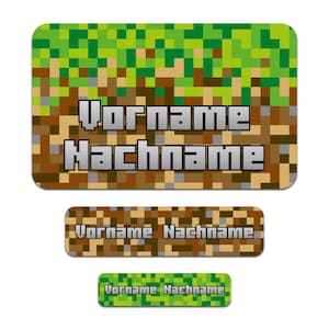 50er Set personalisierte Namensaufkleber Sticker mit Wunschname Aufkleber für Kinder "Pixel"