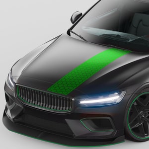 Auto race strepen honingraat sticker &quot;lichtgroen&quot; sticker motorkap folie KX079-06
