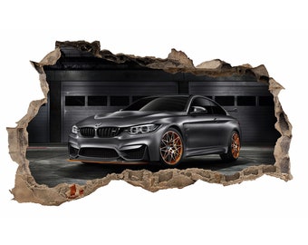 WL24 Wandtattoo Mauerloch BMW M4 F82 100x60cm Aufkleber Wohnzimmer Schlafzimmer