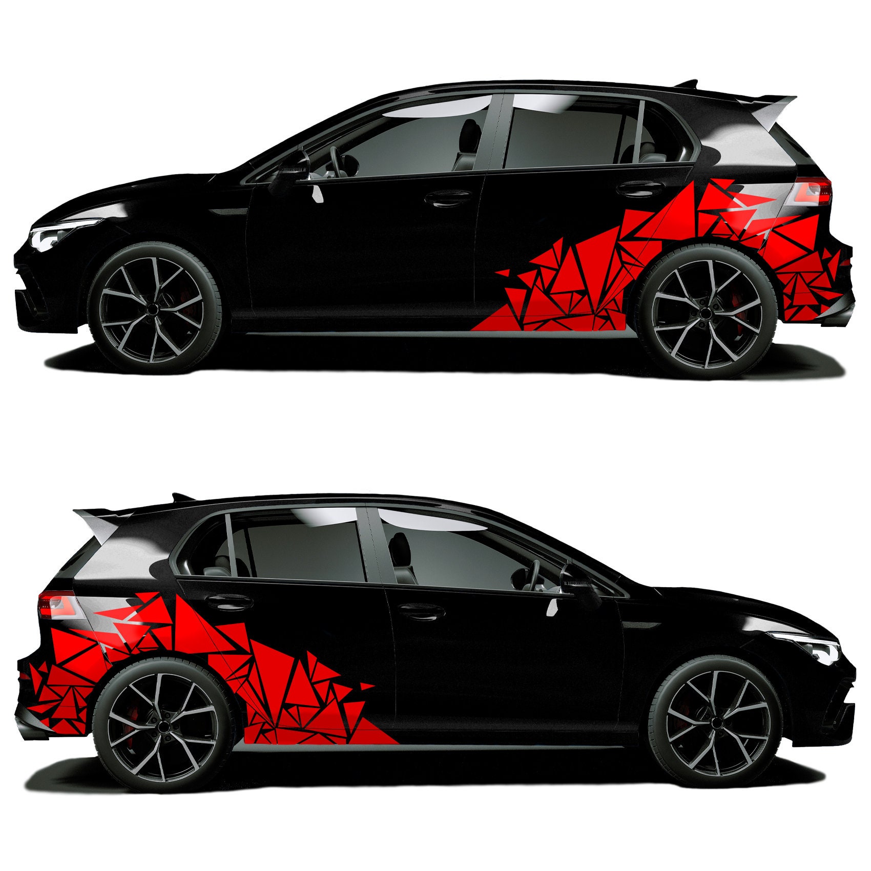 Set of 2 Car Stickers Triangles Red 120 X 60 Cm Shards Geometric KX075 -   Norway