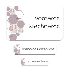 Set di 50 adesivi personalizzati con il nome desiderato per bambini "Marmo"