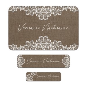 Set di 50 adesivi personalizzati con il nome desiderato per bambini "Lace"