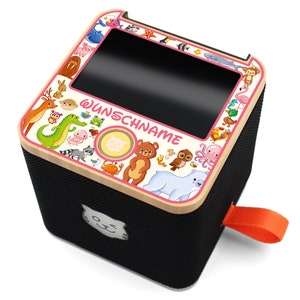 Finest-Folia Tigerbox Schutzfolie mit Wunschname Tiere der Erde Aufkleber Design personalisiert Name Regal Hülle schutzhülle Y049-29
