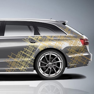 Set of 6 car stickers grid &quot;Gold Metallic&quot; 60 x 60 cm foil KX076-02