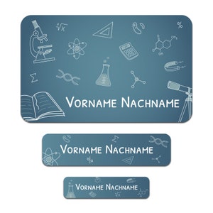 Set di 50 adesivi personalizzati con il nome desiderato per bambini "Scienziato"