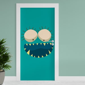 Türfolie "Blaues Monster" 90x200cm Türposter Deko Aufkleber Folie Tapete TF04-19