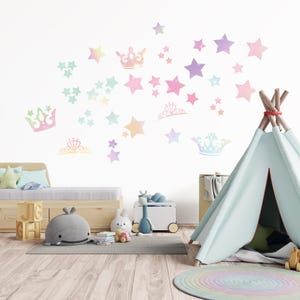 Muurtattoo sterren en kroon DIN A4 foliesticker dieren kinderkamer decoratiesticker folie muurprint Y037