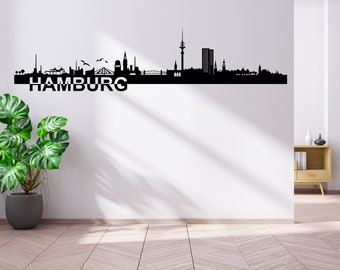 Wandtattoo Städte Skyline Hamburg Deutschland Wandaufkleber Panorama Wandsticker YX038