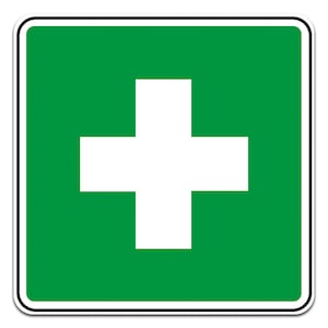 Set of 2 stickers &quot;First Aid&quot; cross first aid kit sign rescue sign R004