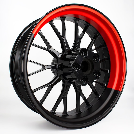Compleet Set Voor 2 Velgen 18 Piece Set Wheel Edge Sticker Stickers For Motorcycle Car Rims Design Complete Set Rim Stickers For 15" 16" 17" 18" 19 Inch MR020 (04 Neon Red Zelfklevende Velgrand Decoratie - View #4
