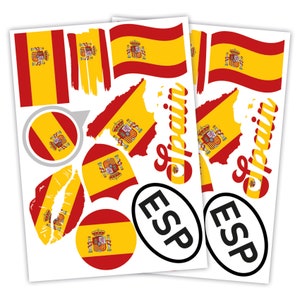 Adesivos de bandeiras de países, conjunto de adesivos de bandeira para bicicleta, carro, mala, laptop, autoadesivo, à prova d'água R217-54 Espanha