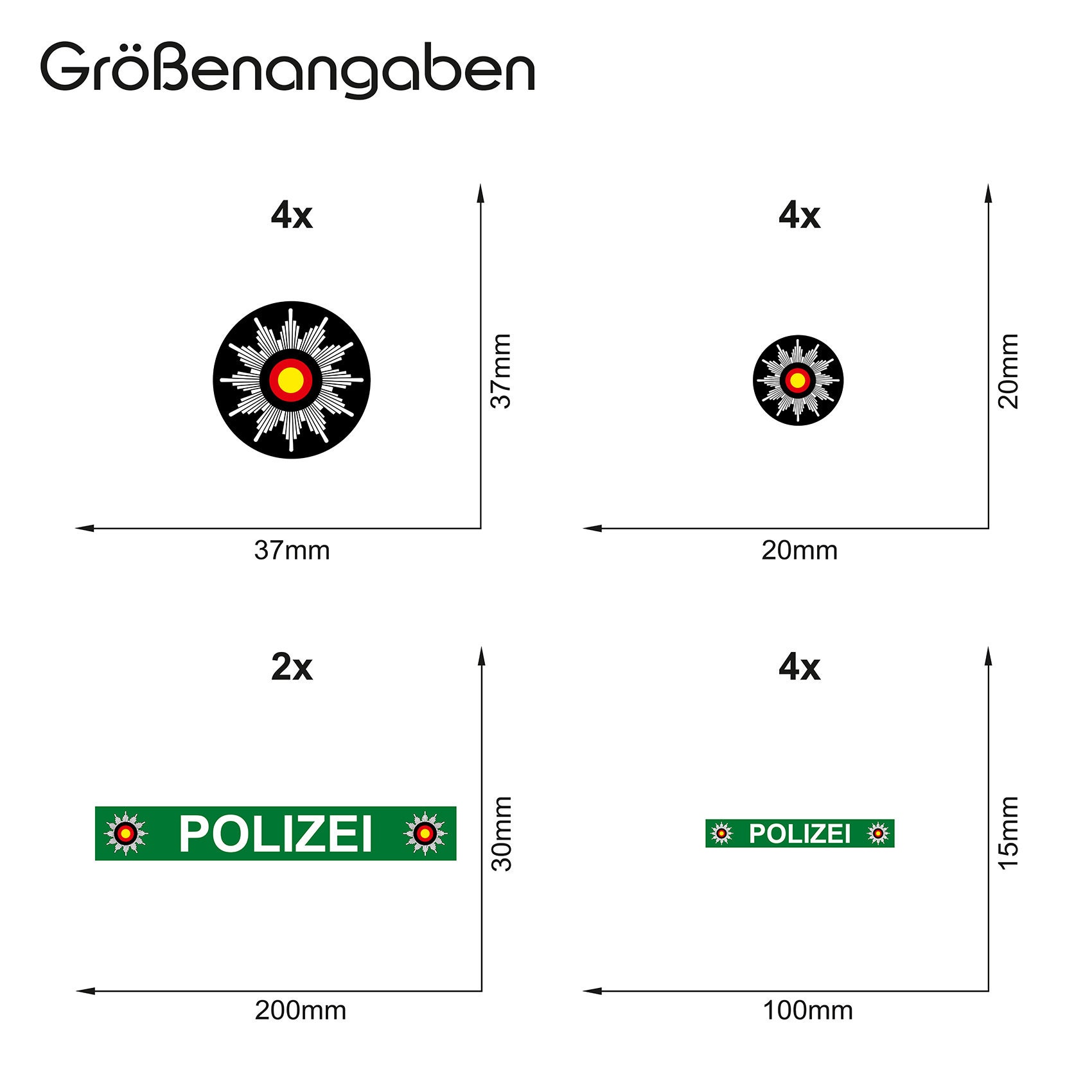 6 X Police Étiquette Bleu Vert RC 1:10 1:18 Protection Modèle