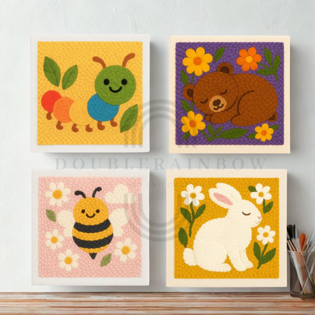 Beginner Punch Needle Kit, Cute Animal Tufting Kit, Rug Hooking Starter ...