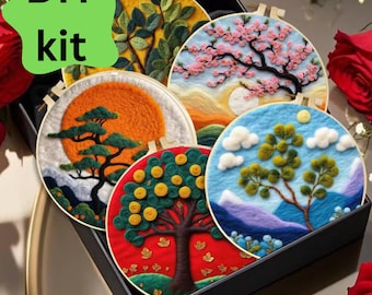 Tree Needle Felting Kit, DIY Embroidery Starter Kit for Crafters