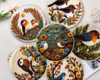 Bird Needle Felting DIY Kit, Embroidery Art Starter Kit
