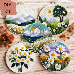 flower Needle Felting Kit for Beginners Craft Kits, wool felting DIY Kit, Embroidery Punch Needle, DIY Starter Kit, Gift for Crafters Mom