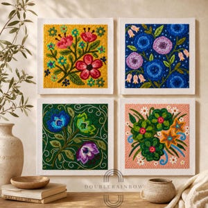 Ponsnaaldenset voor beginners, bloementuftset, doe-het-zelfstartset tapijt haken, cadeau voor haar