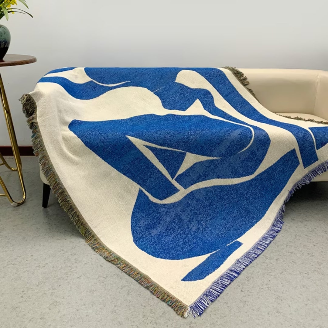 Curated visual reference: Gallery Detail: Blue Matisse Throw Blanket Aesthetic Throw Blanket Scandinavian Retro